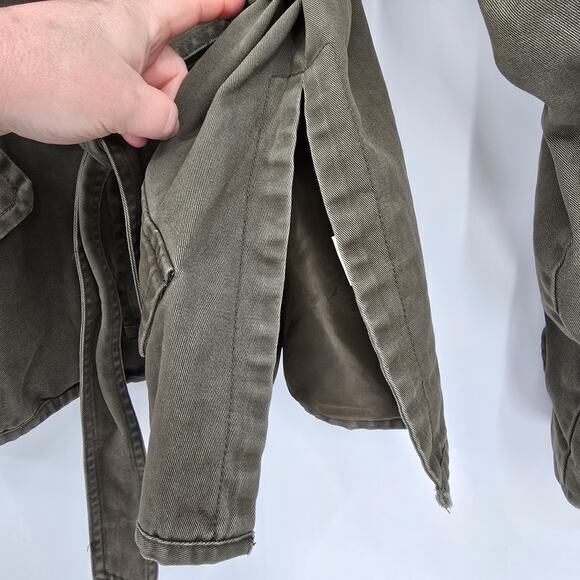 New York & Company Women's Utility Side Split Zip Up Tie Waist Jacket Green XL - Picture 8 of 11